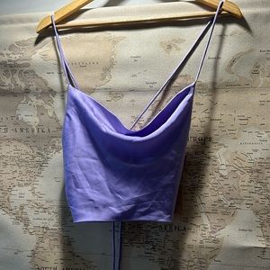 Purple satin going out top